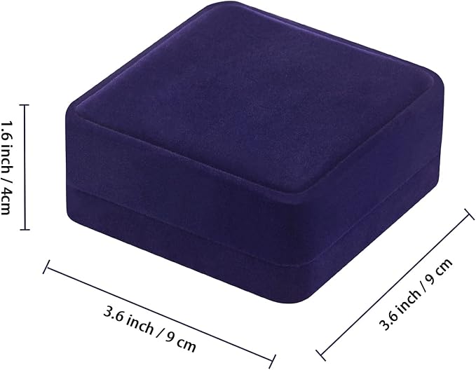 LETURE 4 Pieces Classic Velvet Bracelet Bangle Pendant Necklace Gift Box, Travel Jewelry Box Display Storage Case for Gift, Wedding, Engagement, Proposal, Birthday (4PCS Bracelet-BLUE) - Image 2