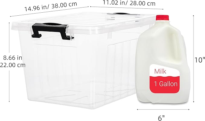 Citylife 22 QT Clear Plastic Storage Bins with Lids Stackable and Nestable Storage Boxes with Lids Large Plastic Storage Containers for Garage, Closet, Kitchen, 6 Packs