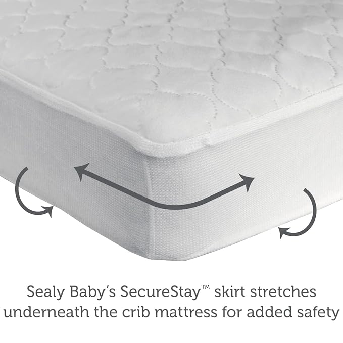 Sealy Baby Antimicrobial Fitted Waterproof Infant Crib Mattress Protector Pad and Toddler Bed Cover, Designed to Neutralize Odors, Machine Washable and Dryer Friendly, 52” x 28”- White (Pack of 2)