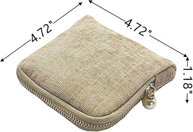 Small Travel Jewelry Case - Jewelry Travel Organizer Bag with Tassel Zipper for Bracelets, Necklaces, Bangles, Jewelry Organizer Storage Bag Gift for Women Girls - LJB002-Beige - Image 2
