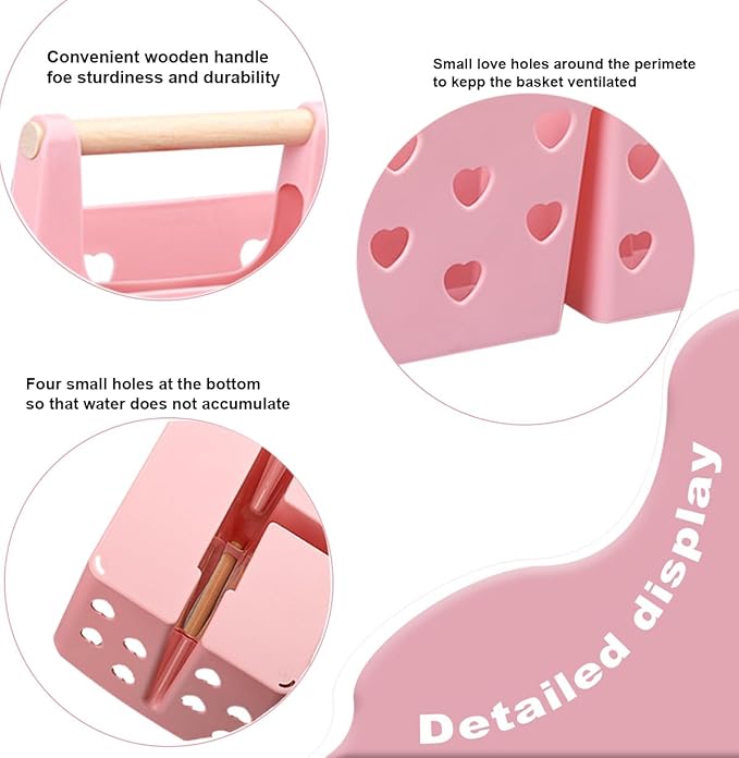 Anyoifax Portable Shower Caddy Plastic Shower Basket Organizer Divided Bathroom Caddy Storage Cleanning Caddy Tote with Handle for College, Dorm Room, Kitchen, Pink - Image 3