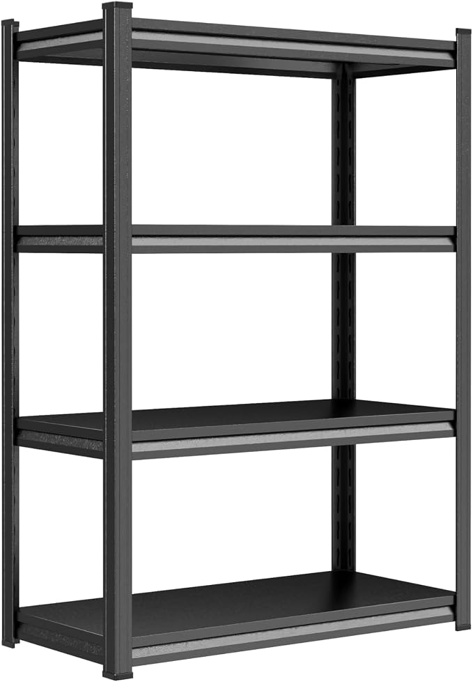 PRESTELION 44" H Storage Shelves 4-Tier Metal Shelf 2000LBS Garage Shelving Unit Adjustable Shelf for Basement, Warehouse, Pantry, Closet, Kitchen 44" H x 31.5" W x 13.8" D, Black by PRESTELION