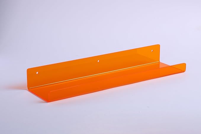 upsimples Acrylic Shelves for Wall Decor, 15" Display Shelf Perfume Organizer for Bathroom, Bedroom, Living Room, Floating Bookshelves for Kids, Clear Orange, 4 Pack - Image 7