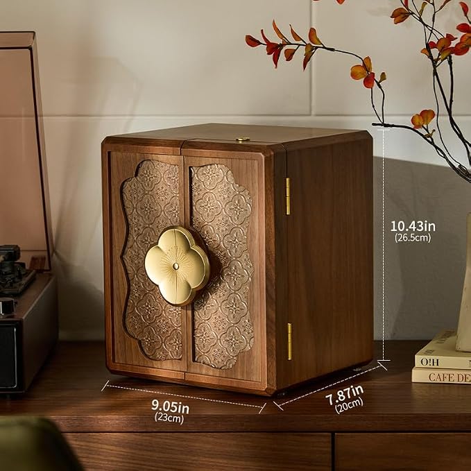 Lockable Walnut Jewelry Box with Key, 5-Layer Jewelry Organizer Storage Box for Necklaces, Rings, Earrings & Bracelets - Mothers Day Gifts for Mom - Image 6
