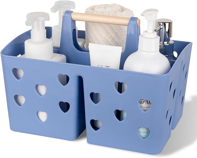 Anyoifax Portable Shower Caddy Plastic Shower Basket Organizer Divided Bathroom Caddy Storage Cleanning Caddy Tote with Handle for College, Dorm Room, Kitchen, Dark Blue by Anyoifax
