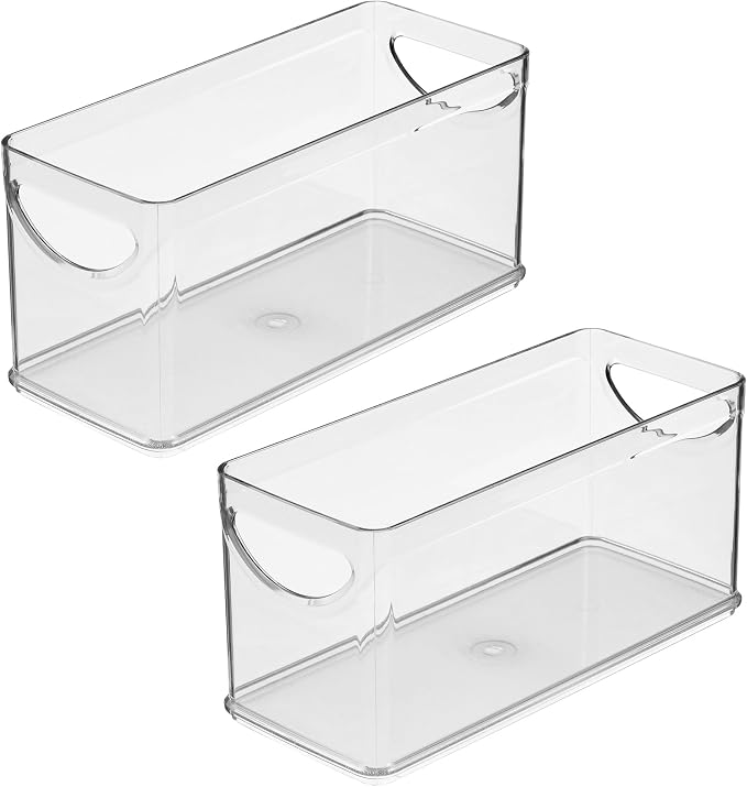 iDesign Narrow Pantry Bin with Handles for Kitchen Cabinets or Fridge, Set of 2, Clear, Made in USA - Image 9