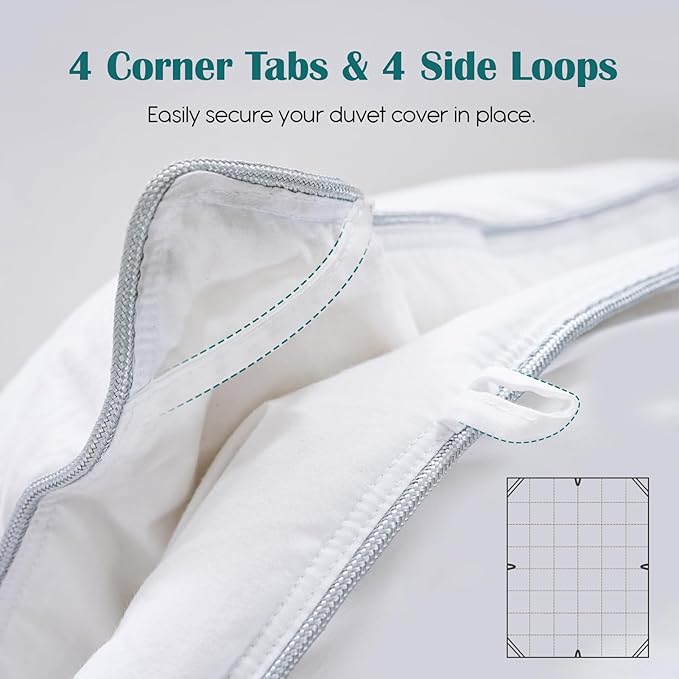 California King Goose Feather Down Fiber Comforter, 100% Cotton Cover Ultra Soft Fluffy Duvet Insert, All Season Luxurious Hotel Bedding Comforter with 8 Loops, White 104"x96"