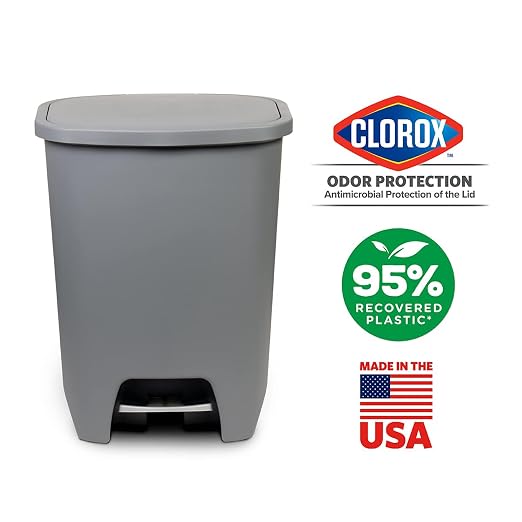 Glad Kitchen Trash Can | Large Plastic Waste Bin with Odor Protection of Lid | Hands Free with Step On Foot Pedal and Garbage Bag Rings, 20 Gallon, Grey - Image 3