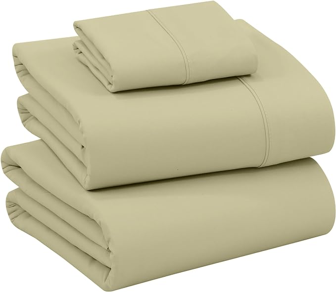 RUVANTI 100% Cotton Sheets – Twin XL Size Percale Bedding, Cooling & Breathable, Durable with a Crisp, Soft & Comfortable Feel, 16" Deep Pocket, 3-Piece Set, Sage Green