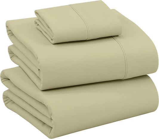 RUVANTI 100% Cotton Sheets – Twin Size Percale Bedding, Cooling & Breathable, Durable with a Crisp, Soft & Comfortable Feel, 16" Deep Pocket, 3-Piece Set, Sage Green