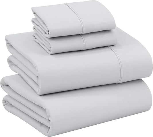 RUVANTI 100% Cotton Sheets – King Size Percale Bedding, Cooling & Breathable, Durable with a Crisp, Soft & Comfortable Feel, 16" Deep Pocket, 4-Piece Set, Quiet Gray