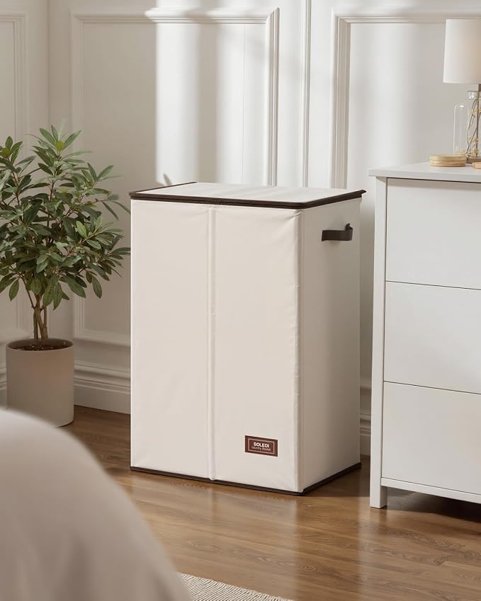 SOLEDI Laundry Hamper with Lid 130L Large & Tall Collapsible Laundry Basket, Clothes Hamper with Bag Removable Easy to Carry, Dirty Hampers for Bedroom, Bathroom, Dorm, College, Beige - Image 9