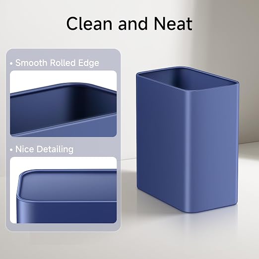 TIPGO Small Metal Trash Can, 2.1 Gallon Slim Trash Can for Bathroom, Wastebasket Garbage Bin for Bedroom, Office, Kitchen, Under Sink (Blue) - Image 6