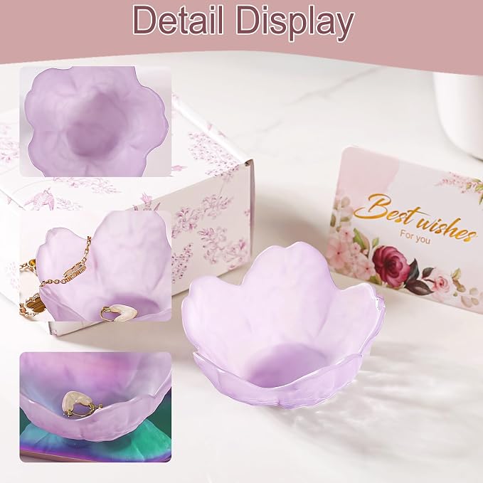 Gifts for Women Flower Jewelry Dish Ring Holder Jewelry Tray Vanity Organizer Room Decor Aesthetic Dorm Bathroom Decor Decorative Trinket Dish for Rings Earrings Necklaces Friendship Birthday Gifts - Image 4