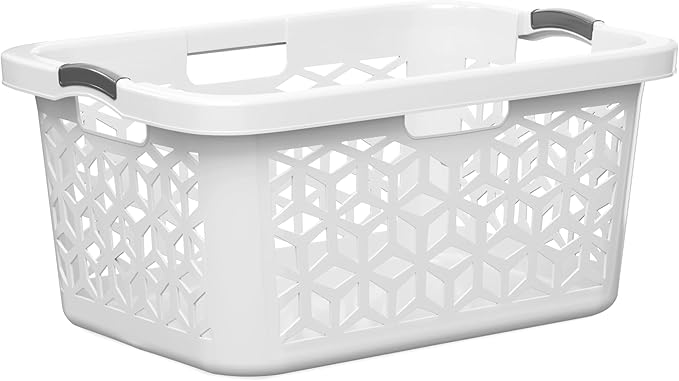 EconoHome Laundry Basket - Large 2 Bushel Laundry Basket with Handles - Stackable Plastic Hamper for Dirty Clothes - Storage Bin & Organizer for Bathroom, Bedroom - White, 70.5L Capacity – Heavy Duty by EconoHome