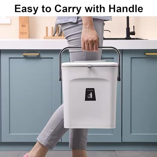 LALASTAR Small Trash Can with Lid, Kitchen Compost Bin for Countertop or Under Sink, Plastic Hanging Waste Basket for RV/Office/Bedroom/Dorm, Mountable, 9L/2.4 Gal, White - Image 5