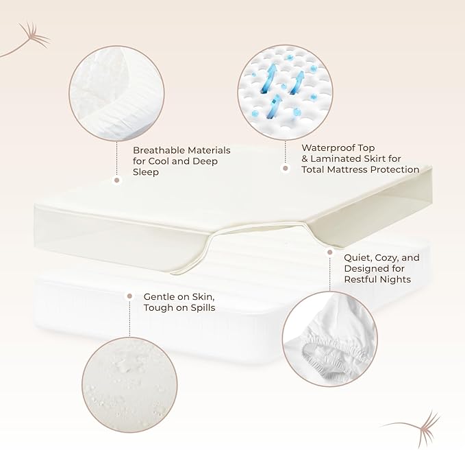 Organic Waterproof Mattress Protector Cal King - 100% Waterproof Mattress Pad with Quiet & Breathable Triple Layer Protection - Fairtrade & GOTS Certified Durable Machine Washable Design (Cal King)