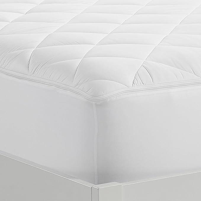 Serta Air Dry Extra Comfort Plus 100% Cotton Fabric Quilted Mattress Pad, Cooling and Breathable Mattress Cover, Moisture Wicking Protection with 18" Deep Pocket, King, White