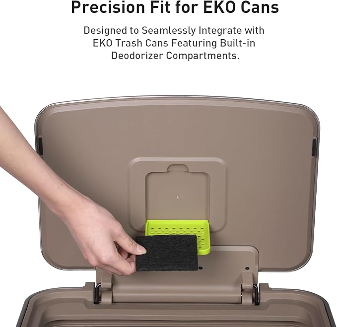 EKO Trash Can Odor Filter Refills for Trash Can and Compost Bin, Activated Charcoal Deodorizer, Strong Charcoal Odor Absorber, Pack of 4 Replacements - Image 2