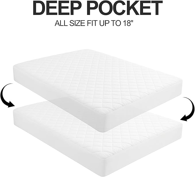 COTTONPASSION Queen Size Waterproof Mattress Protector - Fitted with Stretchable Deep Pocket Mattress Cover, Soft Breathable & Noiseless Mattress Pad