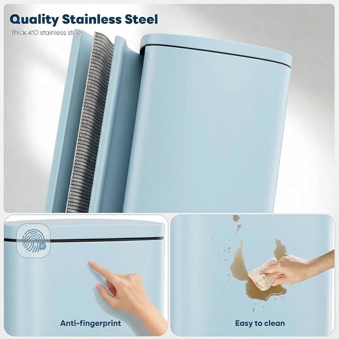 8 Gal Kitchen Trash Can, 30L Recycling or Garbage Bin, Brushed Stainless Steel Waste Basket, Soft&Quiet Close Dustbin, with Step-On Pedal, Removable Inner Bucket, for Home, Office, Living Room - Image 3