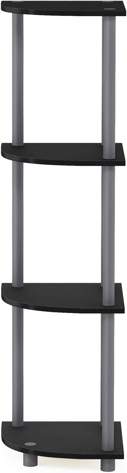 Furinno Turn-N-Tube Corner Shelf, 4-Tier Corner Bookshelf, Display Storage Shelves with Open Shelves, for Organization and Storage, Living Room, Home Office, Garage, Black - Image 6