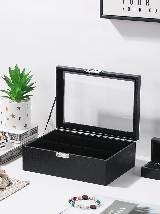 Bracelet Holder Organizer Box, Jewelry Storage Case with 2 Rods, Bangle Watch Display Tray for Women Girls (Black) - Image 5