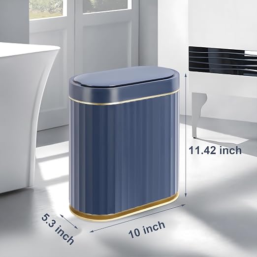 ELPHECO 2 Gallon Sensor Trash Can - 7.5L Waterproof Motion Sensor Trash Can, Automatic Bathroom Trash Bin, Slim Garbage Can, Bathroom, Office, Bedroom, Midnight Blue - Image 2