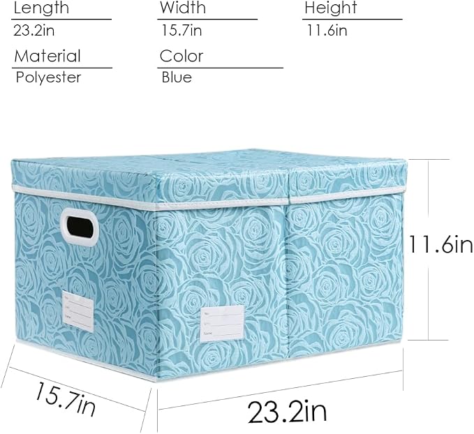 PRANDOM Jumbo Collapsible Storage Cubes with Lids Fabric Decorative Storage Bins Boxes Organizer Baskets with Cover Handles for Bedroom Closet Living Room 23.2x15.7x11.8 Inch 3 Pack - Image 5
