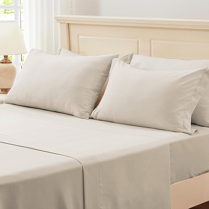Zzlpp Twin Comforter Set 5 Pieces, Beige Seersucker Bed in a Bag with Comforter and Sheets, All Season Bedding Sets with 1 Comforter, 1 Pillow Sham, 1 Pillowcase, 1 Flat Sheet, 1 Fitted Sheet