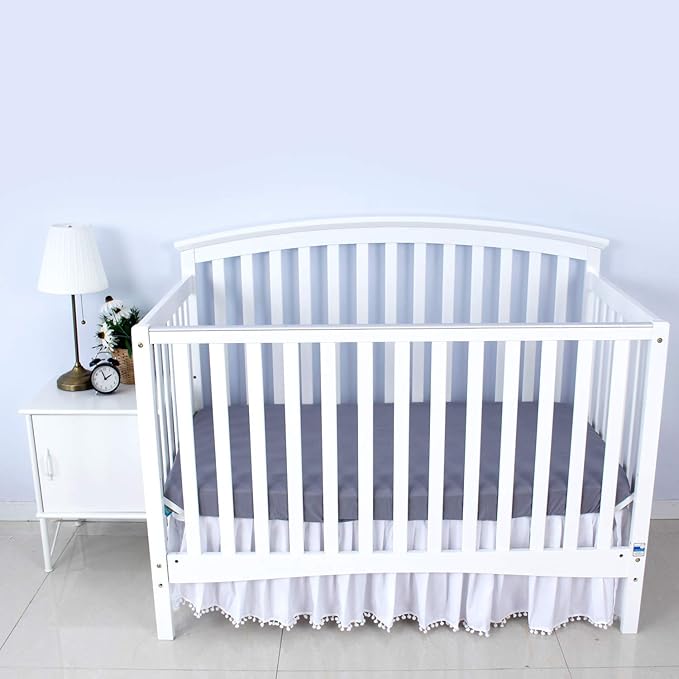 Crib Sheets and Waterproof Crib Mattress Protector 4 Pack Set,Waterproof Crib Sheets Mattress Pad Cover for Baby Boys and Girls, Grey&Navy