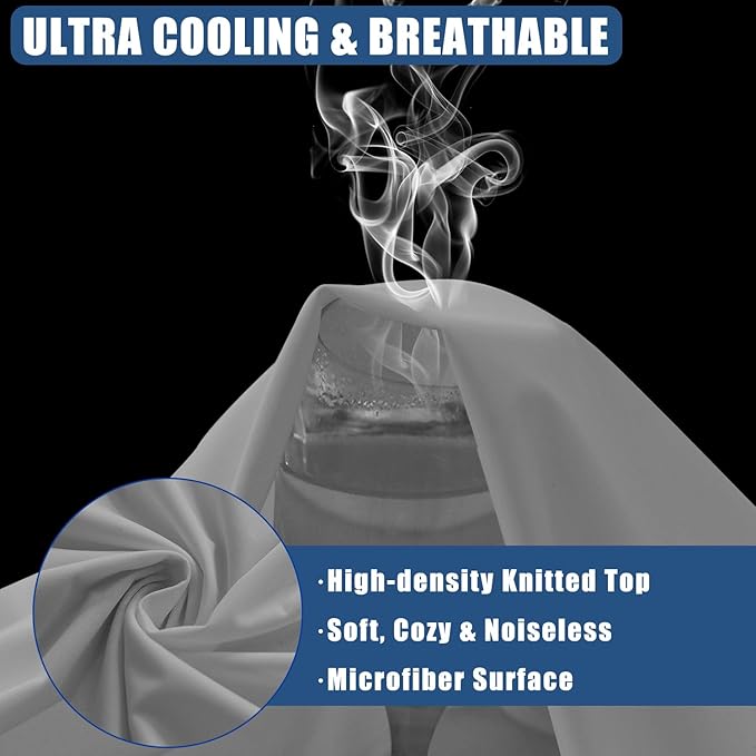 Waterproof Mattress Protector King Size, Breathable Mattress Cover, Fitted Deep Pocket Mattress Pad Cover Stretches up to 21 Inches, Soft Noiseless Bed Cover