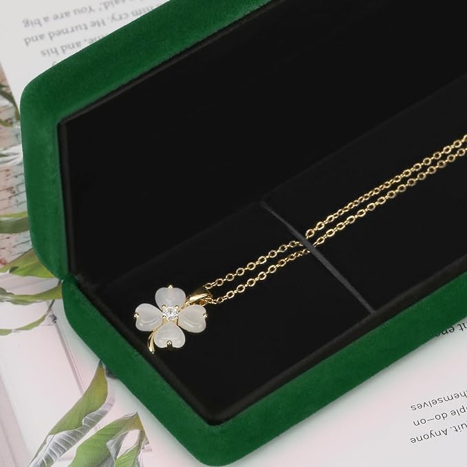 KUKUVR 2 Pieces Metal Velvet Necklace Bracelet Gift Box, Soft Lining Bracelet Pendant Long Chain Organizer Holder Display Case for Wedding Engagement Birthday Anniversary (Green) - Image 4