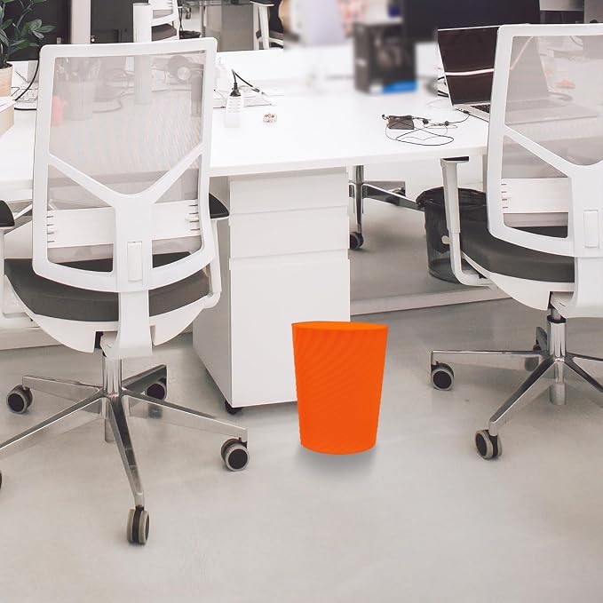 DAJITRE 1.8 Gallon Small Trash Can Wastebasket Recycling Bin Slim Profile for Compact Spaces Bathroom, Office, Bedroom, Kitchen (1.8 Gallon-2pack, Orange) - Image 2