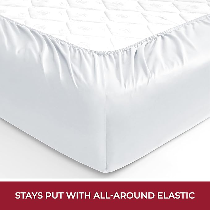 Mellanni Waterproof Mattress Pad - Breathable Bed Protector with 21" Deep Pocket - Ultra-Soft Cover - Highly Absorbent Twin Mattress Topper - Non-Slip Shield (Queen, 21" Deep)