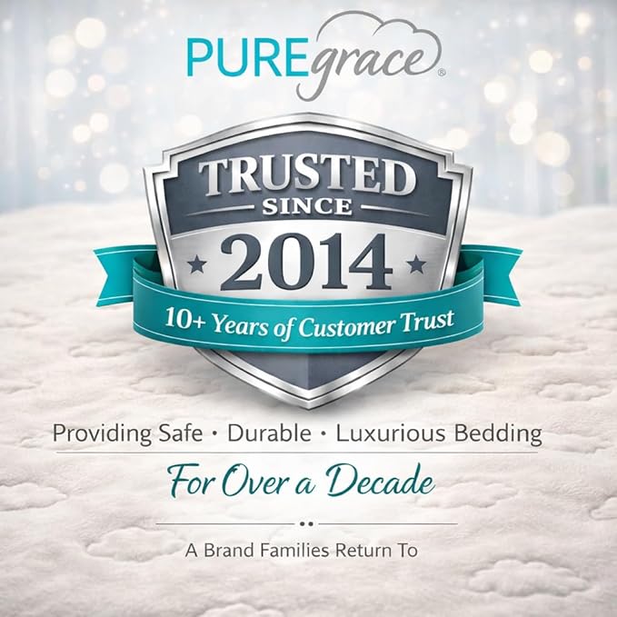 PUREgrace Crib Mattress Protector – Eucalyptus Tencel Fiber Waterproof Breathable Baby Mattress Pad Cover with Corner Safety Straps, Ultra Soft Cooling Durable Sleep Surface for Crib & Toddler Bed