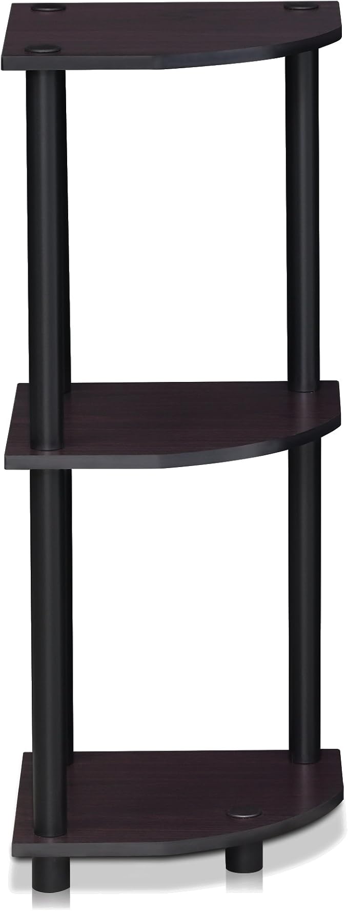 Furinno TURN-N-TUBE Corner Shelf, 3-Tier Corner Bookshelf, Display Storage Shelves with Open Shelves, for Organization and Storage, Living Room, Home Office, Garage, Dark Walnut - Image 4