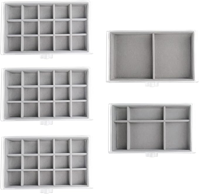 Watpot Acrylic Jewelry Box with 5 Drawers, Clear Earring Storage Organizer Display Case for Women Girls, Gray - Image 3