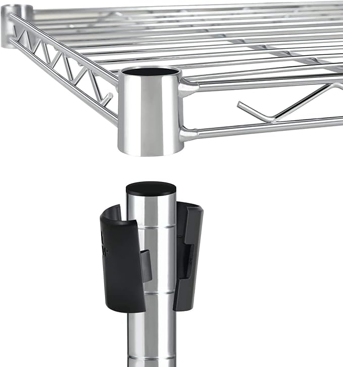 Simple Deluxe Heavy Duty 4-Tier Storage Shelving Unit, 35.83" W x 13.98" D x 55.91" H, 1000 Lbs Loading Capacity, Chrome - Image 4