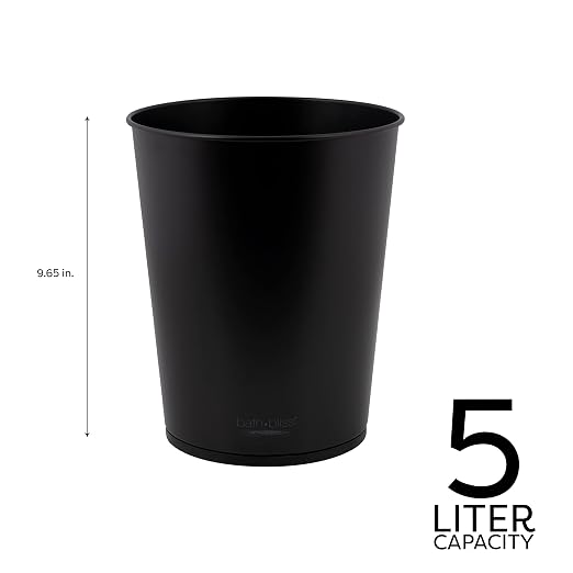 Bath Bliss 5 Liter Small Wastebasket | 2 Pack | Round Open Top | Trash Can | Bathroom | Bedroom | Kitchen | Office | Dorm | Disposal Waste Bin | Garbage | Matte Black - Image 5