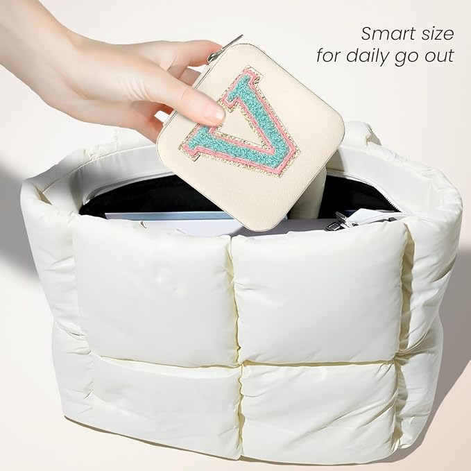 SANDJEST Personalized Jewelry Box, White Travel Jewelry Box with Initial V, Small Monogrammed Jewelry Case Organizer for Girls Women Teen Kids, Mini Travel Essentials Gifts for Birthday Christmas - Image 5