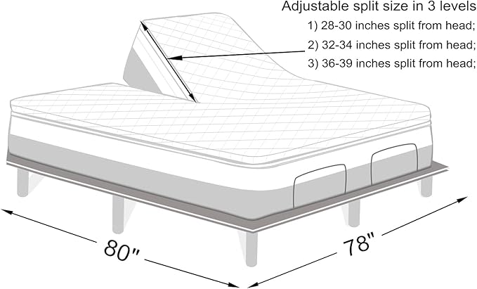 28-30" Split from Top King Mattress Protector for Adjustable Bed Upper Flex Head Waterproof Matressprotector Ultra Soft Jersey Noiseless Fitted Matress Cover