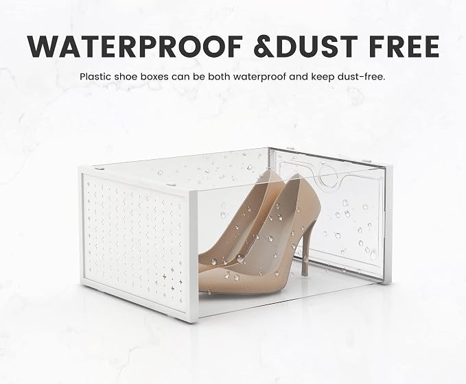 Pinkpum XXL Larger Shoe Storage Boxes Fit Size 14, Clear Plastic Stackable Shoe Organizer 12 Pack Sneaker Storage for Sneakerheads Shoe Containers - Image 5