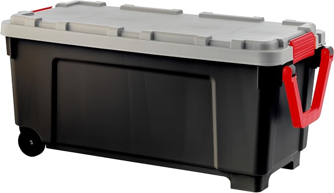 IRIS USA 2 Pack TrailBox, 43 Gallon Lockable Storage Trunk Box, Truck Bed Bin Heavy-Duty Containers Camping Gear, Adventure Chest - Black/Gray - Image 2