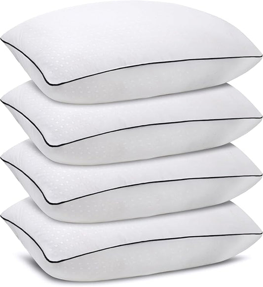 Standard Size Bed Pillows for Sleeping 4 Pack,Luxury Hotel Pillows,Comfortable and Supportive,Machine Washable,Suitable for Stomach,Back and Side Sleepers.
