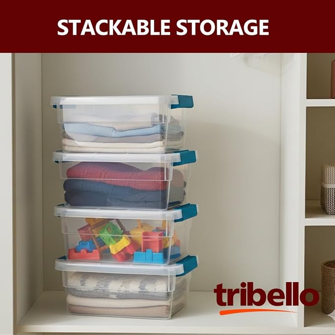 Tribello Clear Plastic Storage Bins with Lids Stackable Storage Bins (15 Quart) - Image 4