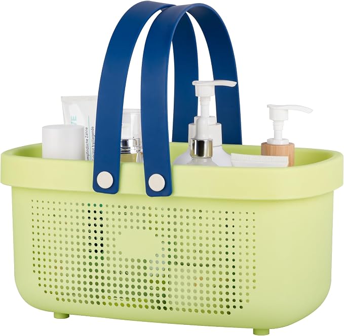 JiatuA Plastic Storage Basket with Handle Portable Shower Caddy Tote Organizer Basket Bin for Bathroom Kitchen Dorm Room Bedroom, ‌Yellow by JiatuA