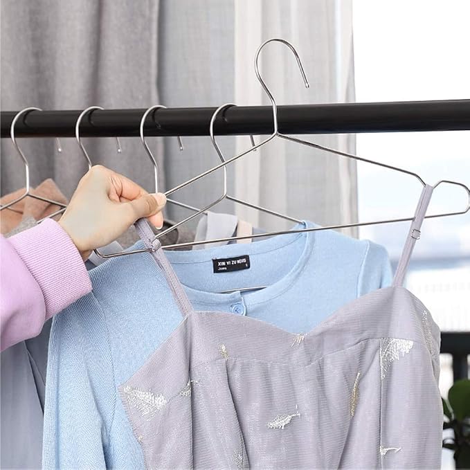 Seropy Clothes Hangers 50 Pack Coat Hangers Wire Hanger Bulk Metal Hanger Non Slip Heavy Duty Clothing Hangars Space Saving Thin Hangars Stainless Steel Hangar for Clothes, 16.5 Inch - Image 7
