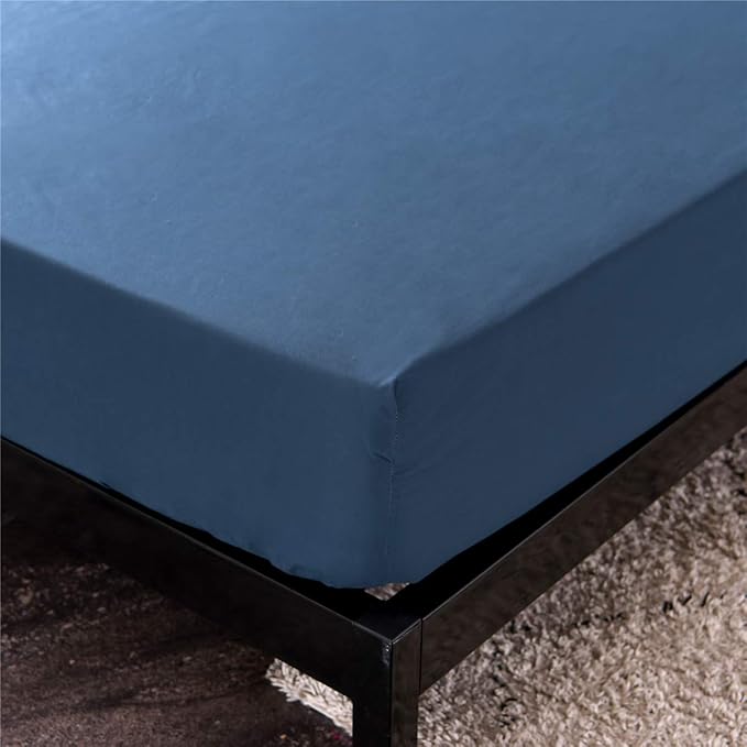 Holawakaka Queen Waterproof Mattress Encasement Protector Blue Fitted Sheet Breathable Bed Mattress Pad Cover, 14" Deep Pocket (Blue, Queen)