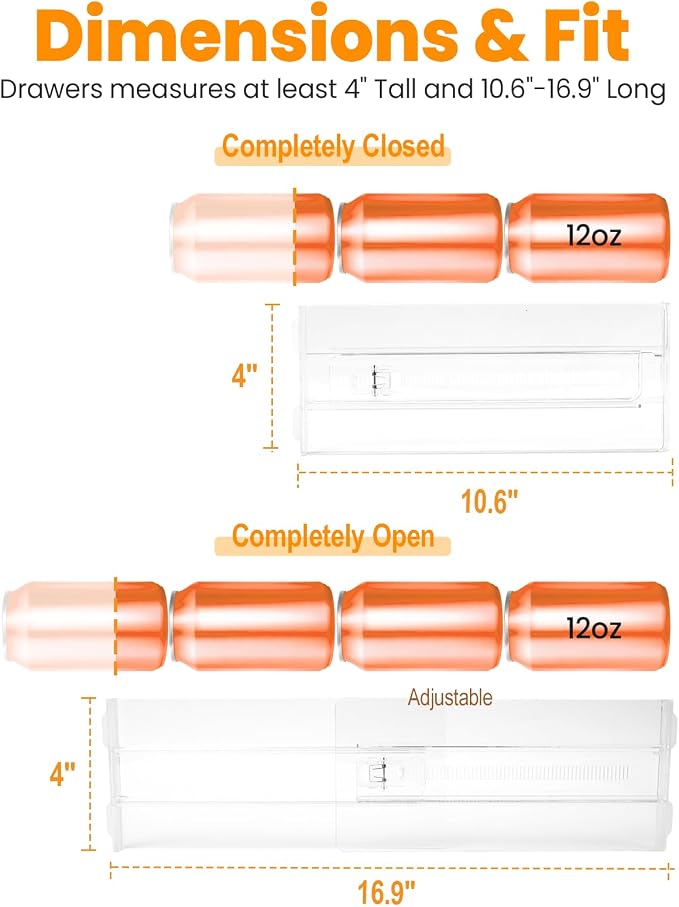 8 Pack Clear Drawer Dividers for Clothes, 4" High 10.6"–16.9" Adjustable Expandable Dresser Drawer Organizer, Dresser Separators for Baby Clothing, Underwear, Sock, Cosmetic, Kitchen, Office Storage - Image 2